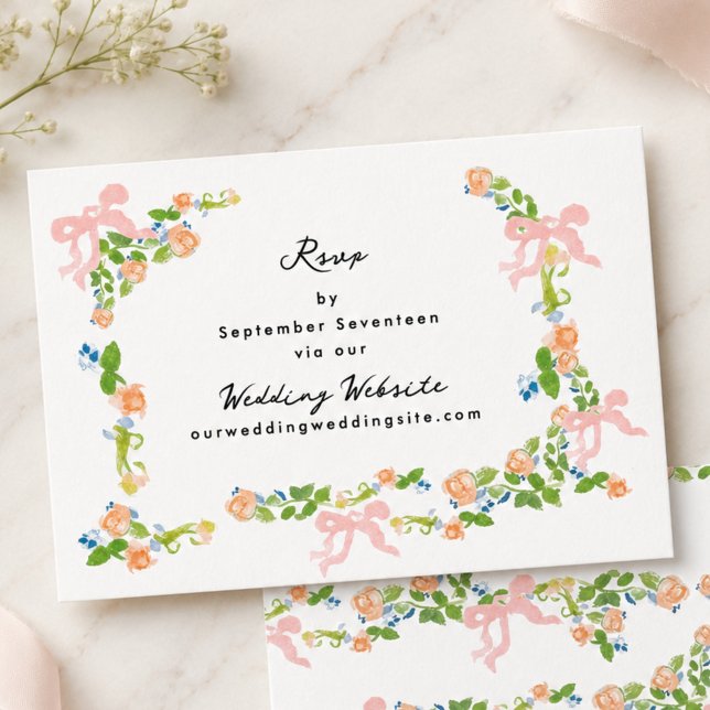 Cartão de RSVP de Site de Casamento com Jardim Roc (Criador carregado)