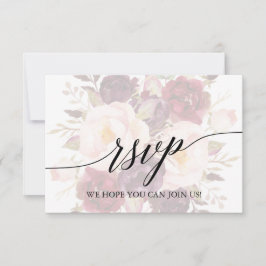 Cartão de RSVP de Site de Floral Desbotada com Cal
