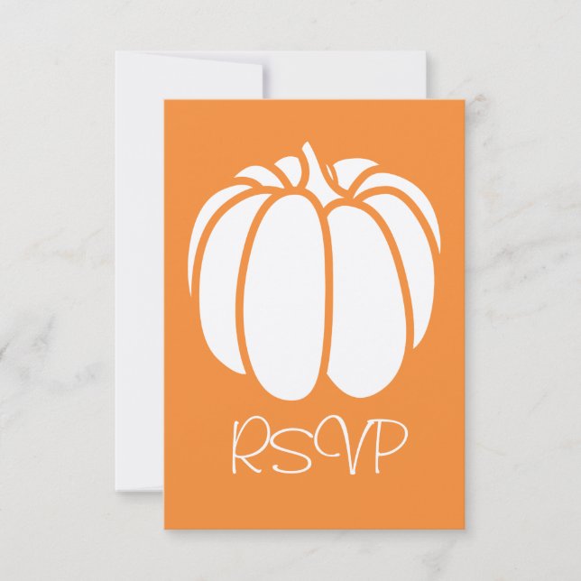 Cartão de RSVP do Pumpkin Patch em Laranja (Frente)