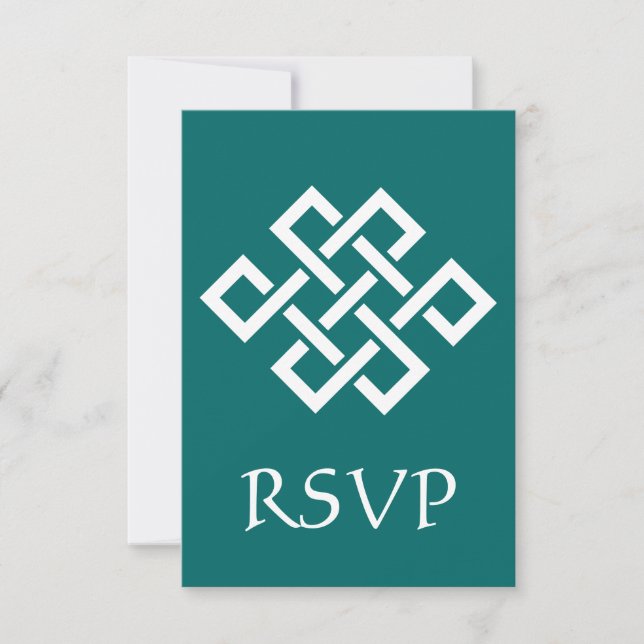 Cartão de RSVP Elegância Chinesa em Azul Turquesa (Frente)