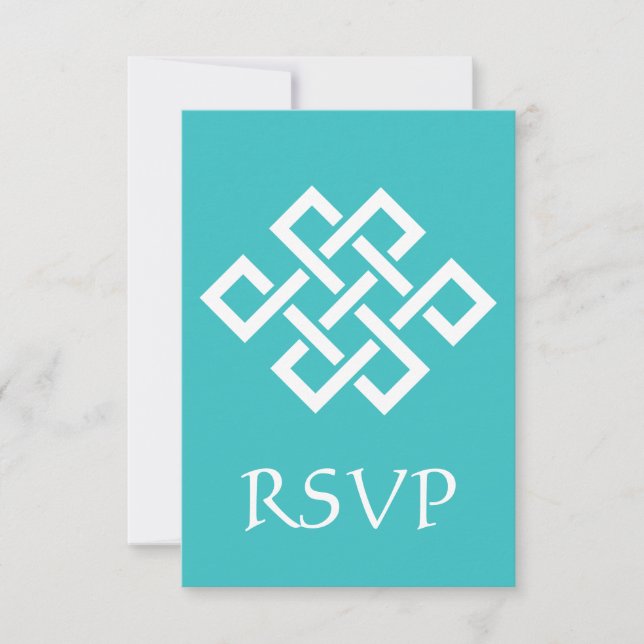 Cartão de RSVP Elegância Chinesa em Turquesa (Frente)