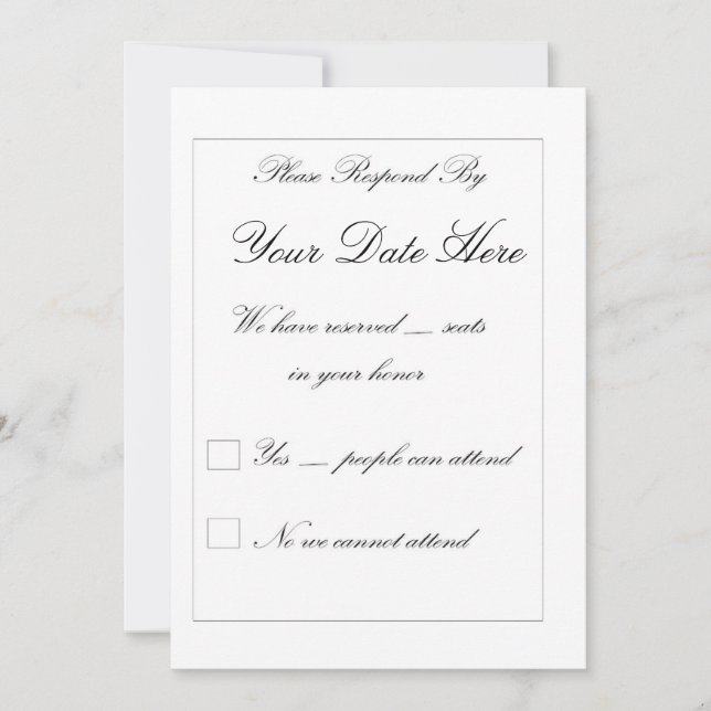 Cartão de RSVP Elegante (Frente)