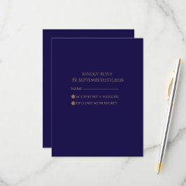 Cartão de RSVP Elegante Azul Marinho