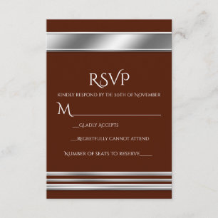 Cartão de RSVP elegante brilho de platina prateada