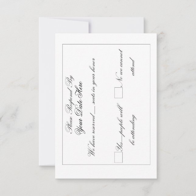 Cartão de RSVP Elegante e Longo (Frente)