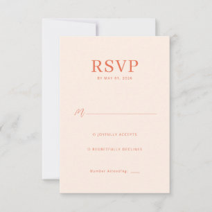Cartão de RSVP Elegante Pêssego