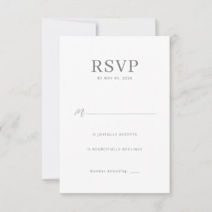 Cartão de RSVP em Tons de Cinza Elegante