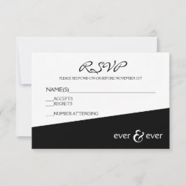 Cartão de RSVP Ever & Ever Preto Ângulo