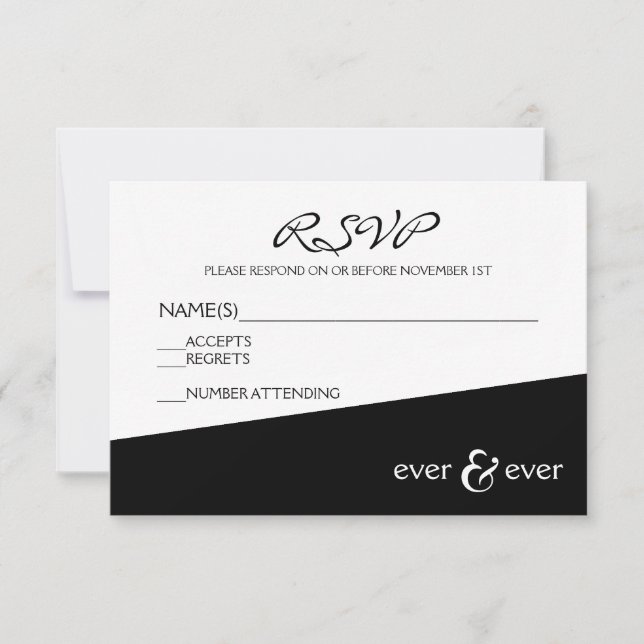 Cartão de RSVP Ever & Ever Preto Ângulo (Frente)