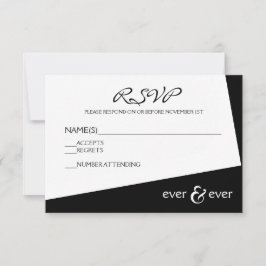 Cartão de RSVP Ever & Ever Preto e Branco Ângulo