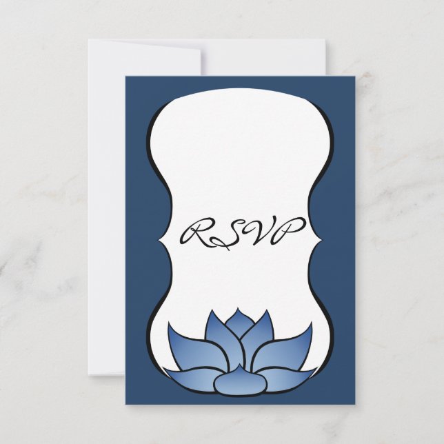 Cartão de RSVP Exquisite Lotus em Azul (Frente)