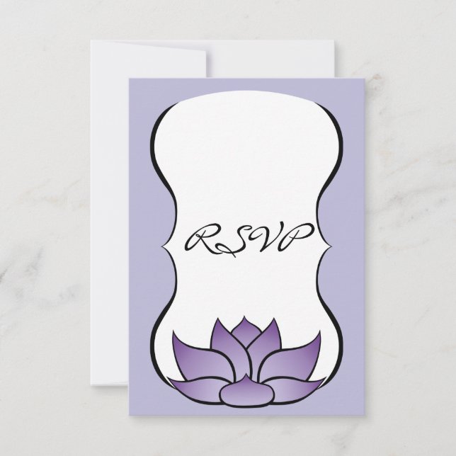 Cartão de RSVP Exquisite Lotus em Roxo (Frente)