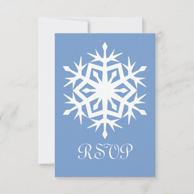 Cartão de RSVP Flocos de Neve de Inverno em Periwi (Frente)