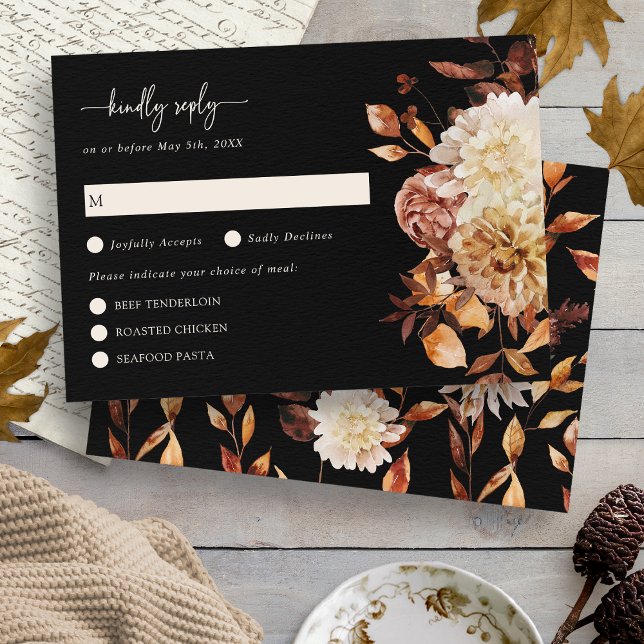 Cartão de RSVP Floral Boho Elegante (Elegant Floral Boho RSVP Card
)