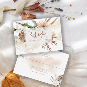 Cartão de RSVP Floral Boho Rústico Elegante Pampas