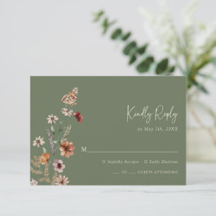 Cartão de RSVP Floral Boho Sage