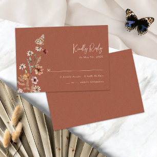 Cartão de RSVP Floral Boho Terracota