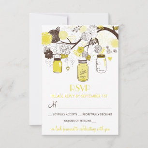 Cartão de RSVP Floral de Casamento de Verão em Pot