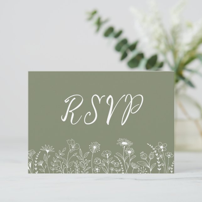 Cartão de RSVP Floral de Flores Silvestres Boho Rú (Em pé/Frente)