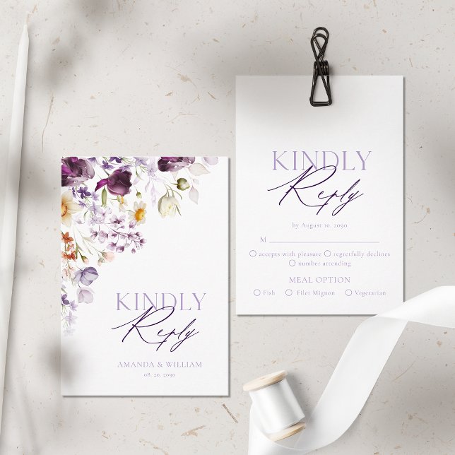 Cartão de RSVP Floral Elegante (Criador carregado)