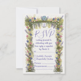 Cartão de RSVP Floral Elegante 5x3.5 - Arte Desenh