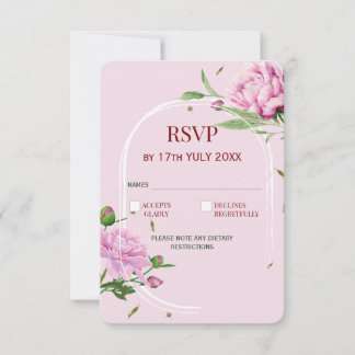 Cartão de RSVP Floral Elegante em Rosa Suave para