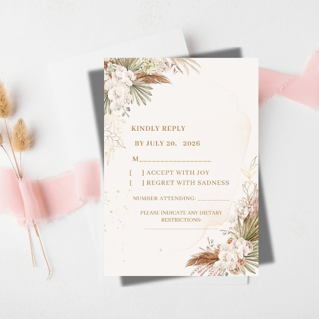 Cartão de RSVP Floral Elegante | Flores Brancas &  (Criador carregado)