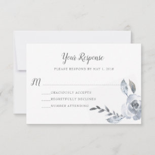 cartão de RSVP floral geométrico azul poeira índig