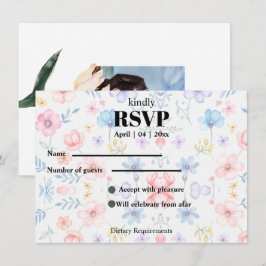 Cartão de RSVP floral rosa moderno