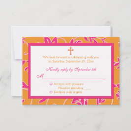 Cartão de RSVP Floral Rosa Tangerina Cristão