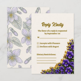 Cartão de RSVP Floral Violeta Azul de Illinois