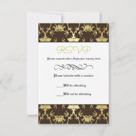 Cartão de RSVP - Formal Retro Folha de Ouro
