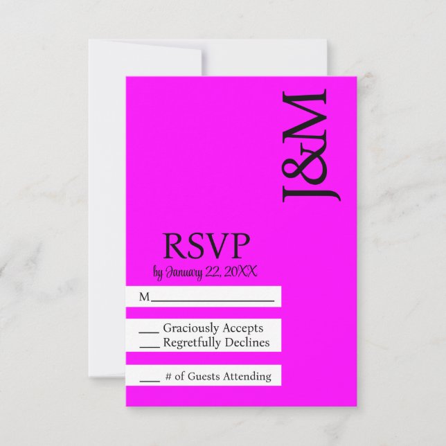 Cartão de RSVP Fuchsia Magenta Minimalista (Frente)