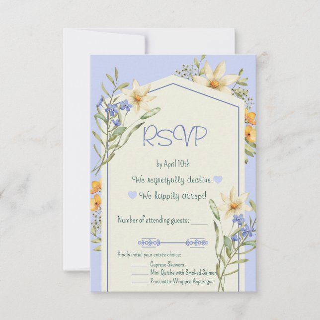Cartão de RSVP Geométrico de Flores Silvestres Lil (Frente)