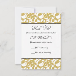 Cartão de RSVP Gold Leaf Retro Formal