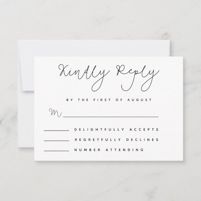 Cartão de RSVP Manuscrito com Minimalismo Capricho (Frente)