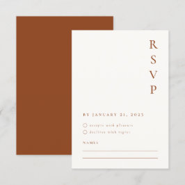 Cartão de RSVP Minimalista Laranja Queimado