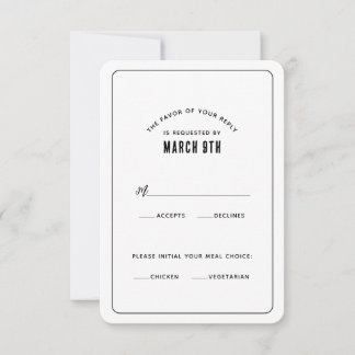 Cartão de RSVP Minimalista Moderna Simples