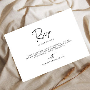 Cartão de RSVP Minimalista Moderno com Letra Scrip