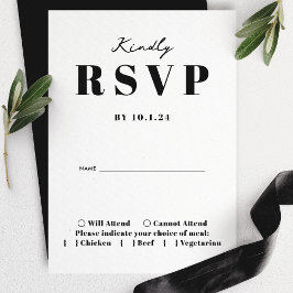 Cartão de RSVP Minimalista Moderno e Ousado para C