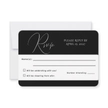 Cartão de RSVP Minimalista Preto e Branco