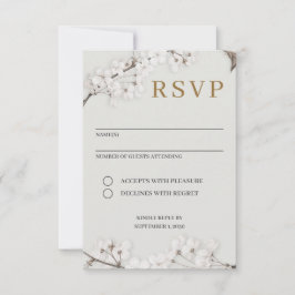 Cartão de RSVP Moderno Floral Branco Elegante