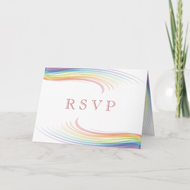 Cartão de RSVP Onda Arco-íris (Frente)