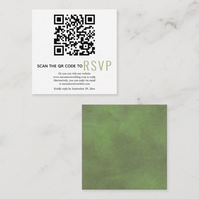 Cartão de RSVP online com código QR para casamento (Frente/Verso)
