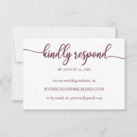 Cartão de RSVP Online de Casamento Caligrafia Burg