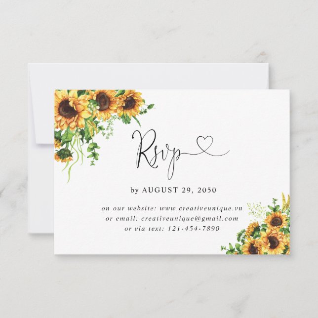 Cartão de RSVP Online de Casamento com Flores Amar (Frente)