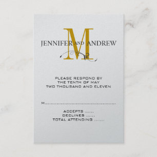 Cartão de RSVP para a inicial quadrada do ouro do