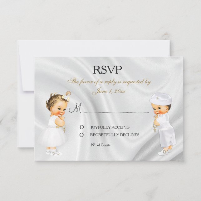 Cartão de RSVP para Batismo Crisma Comunhão (Frente)