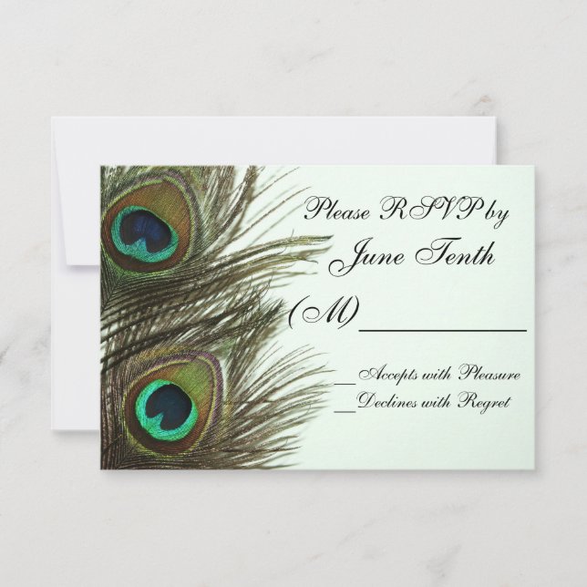 Cartão de RSVP Peacock Feather (Frente)