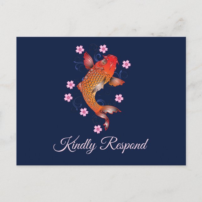 Cartão de RSVP Personalizado Koi Fish (Frente)